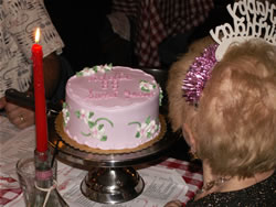 Addie Fowzer blowing out her 88th birthday candles