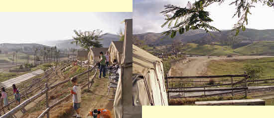 View of our overnight tents and the view