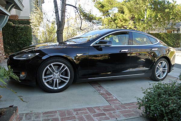 new Tesla Model S in our driveway