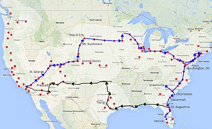 Tesla road trip map