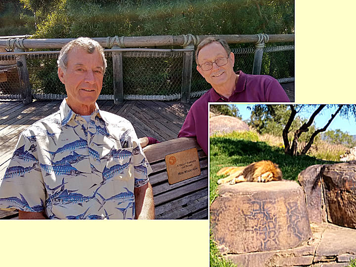 Neil & Craig at dad's bench in Safari Park