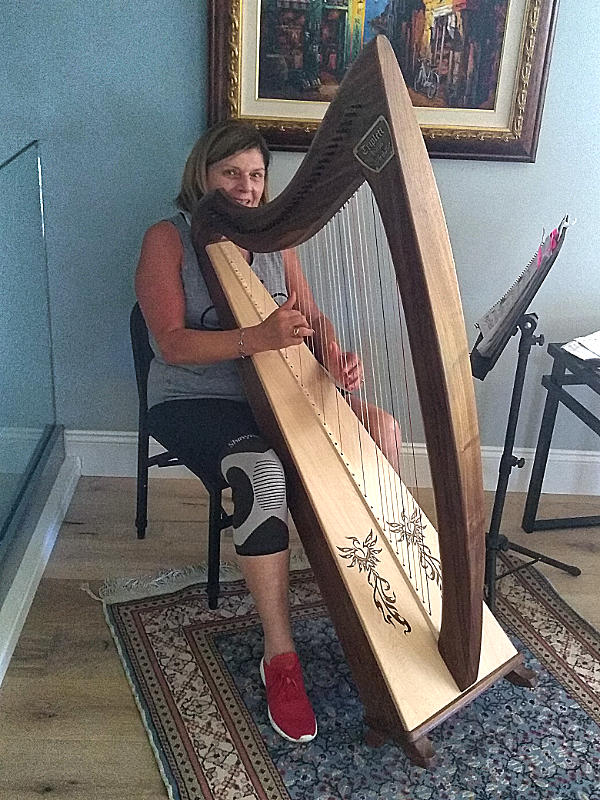 Patty and her new harp