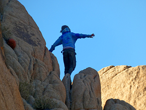 Caleb near the top of his climb