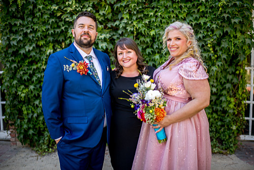 Andy & Dani with Rhiannon, their officiant and cousin