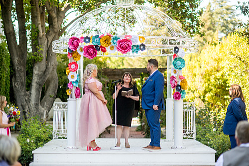 Danielle, Rhiannon, Andy in the middle of the ceremony