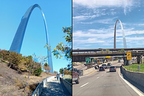 Approaching the Gateway Arch in St. Louis