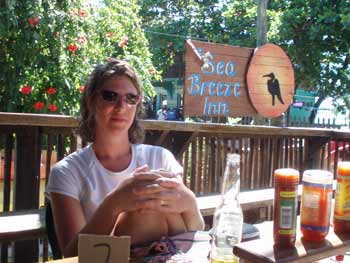 Olivia with a liquid breakfast