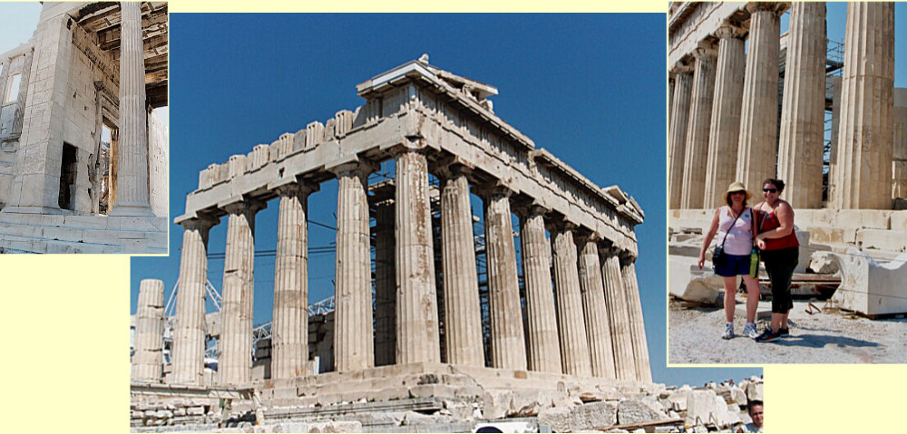 Parthenon si under repair - also Patty & Danielle