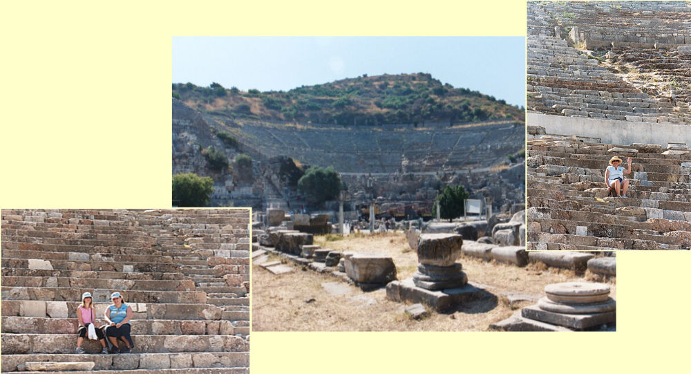 girls sitting in the colliseum on the western part of town