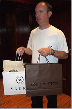 Robert holding the shopping