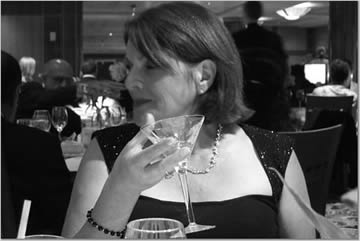 Patty partaking during dinner