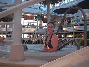 Julie in jacuzzi Christmas Eve