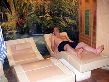 Craig on heated stone bed