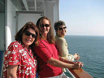 patty, pat, jo on the balcony
