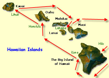 Map of cruise through the Hawaiian Islands