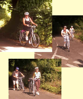 bicycling up a steep hill