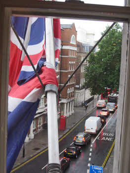 British flag from hotel room