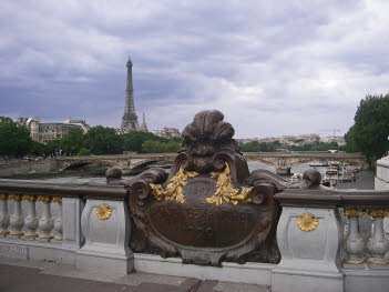 Eiffel Tower view from bridge Pont Alexandre III