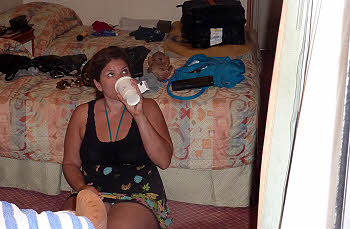 Danielle in the middle of packing