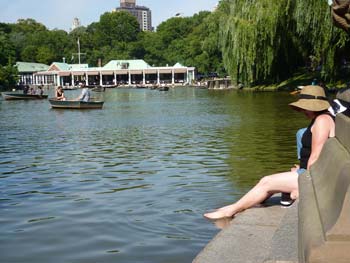 Patty in front of the Boat House