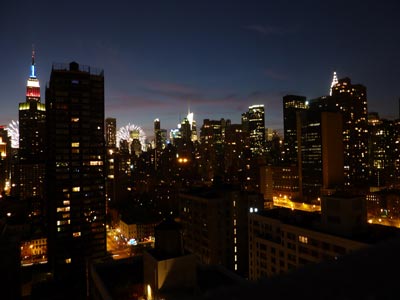 Empire State & Chrysler at start of fireworks