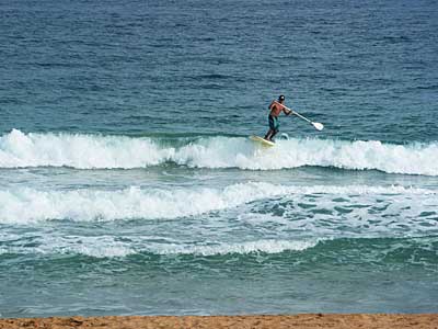 Paddle surfing off Kapa'a