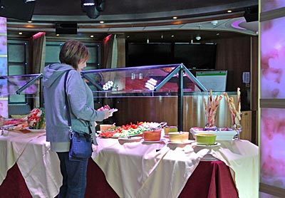 Patty getting food at the buffet