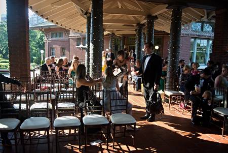 Wedding attendees being seated