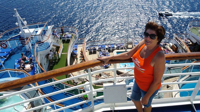Patty at the stern of the Crown Princess