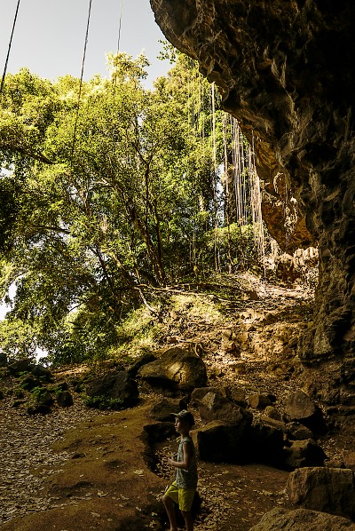 Caleb at mouth of Wet Cave