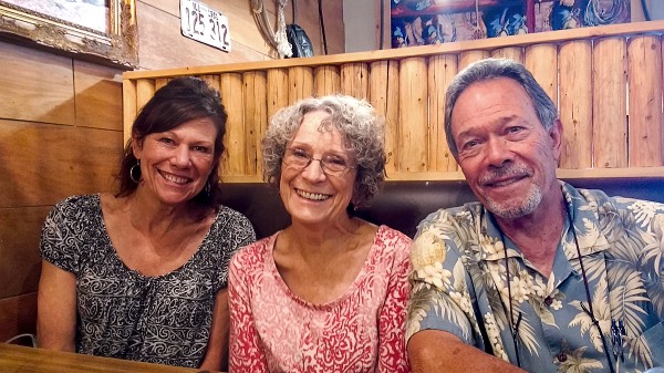 Lorna, Cristie, Larry at the Lone Spur Cafe