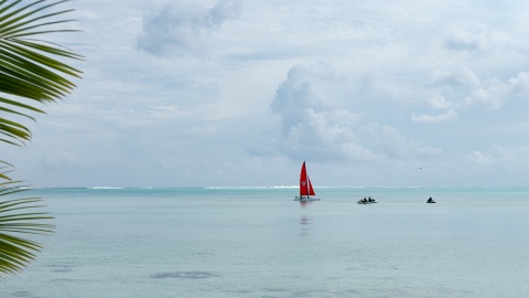 Catamaran and boaters