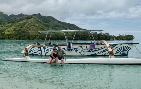 Patty & Craig on boat pontoon