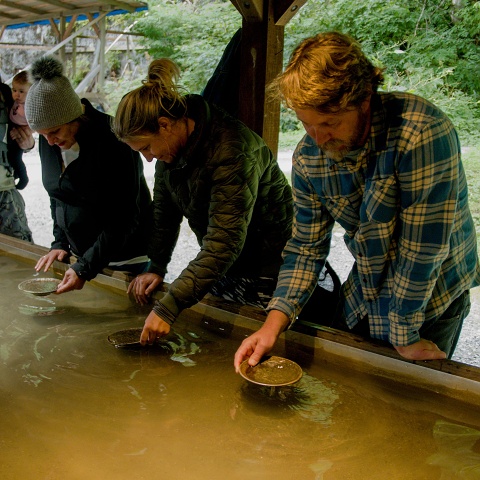 Patty, Olivia, CJ panning for gold