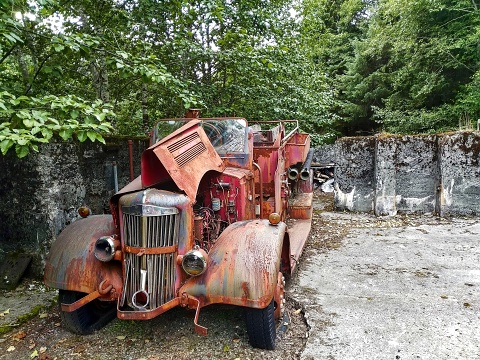 abandoned fire truck