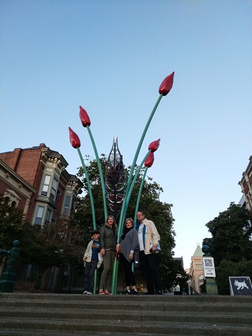 Atop stairs near Victoria harbor