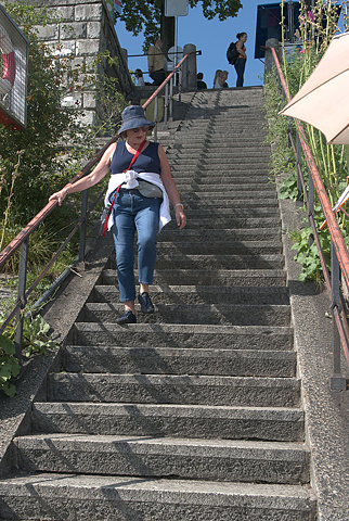 Patty coming down dyke stairs