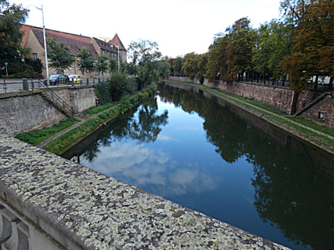 Bridge over canal entering old city Strasbourg
