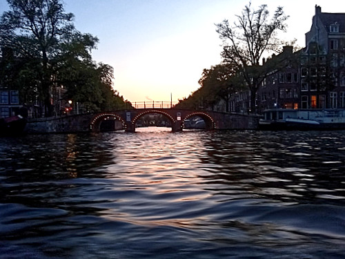 Lighted bridge on the main canal