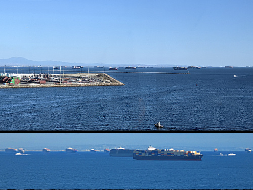 backlogged ships in LA harbor