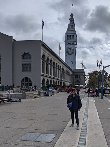 Patty in front of the Ferry Building