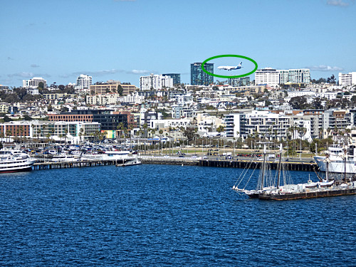 Aircraft landing at Lindbergh Field