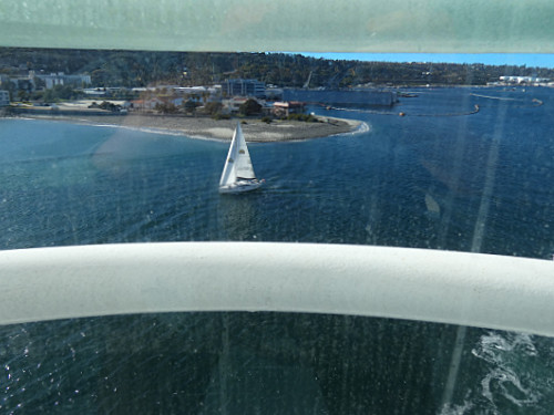 Sailboat escorting us past Point Loma