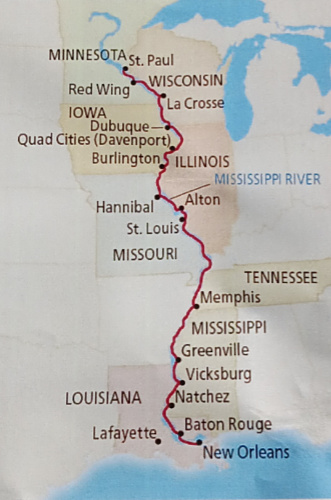 Map of Mississippi River Cruise