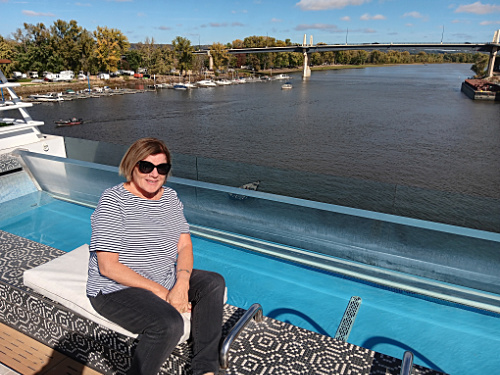 Patty on the stern of the Viking Mississippi