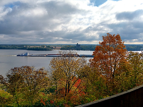 Barges being moved down the Mississippi