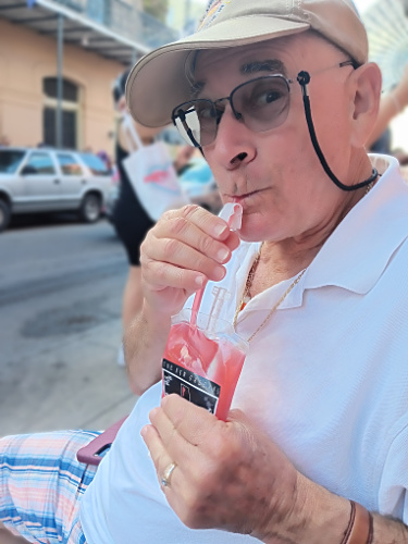 Steve drinking Vampire Cocktail