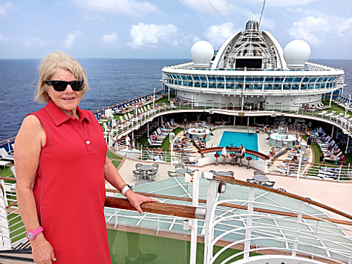 Patty overlookin the Neptune Pool on Emerald Princess