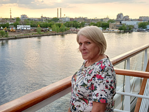 Patty at the 5th floor railing