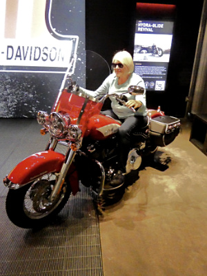 Patty on Harley-Davidson bike